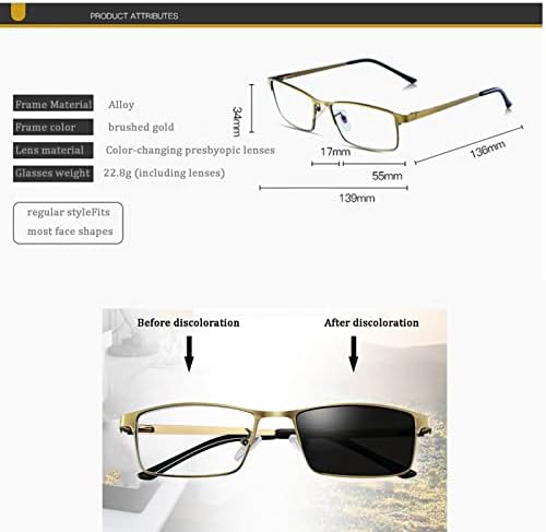 Muške zlatne progresivne multifokalne fotokohromske naočale za čitanje, računarske naočale protiv UV sunčane naočale čitač