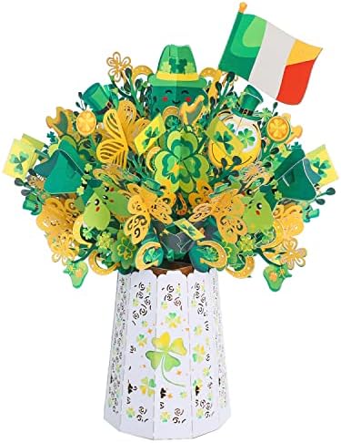 Slatki POPUP - iskačuće kartice za Dan Svetog Patrika, jedinstvena 3D kartica dizajna zelene djeteline, Nova kartica za svečano otvaranje, iznenađujući poklon za djecu, sretno, ozdravite za porodicu i Irske prijatelje