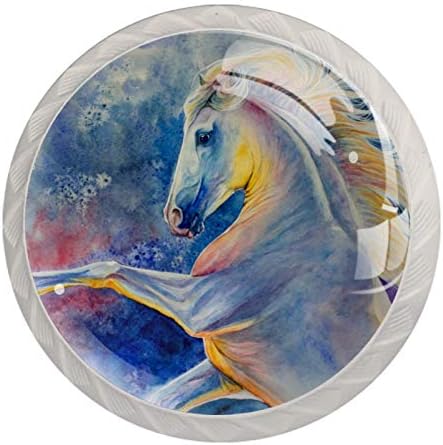 Idealiy akvarel bijeli konj životinja slika vrata ladica Pull Handle dekoracija namještaja za kuhinjski ormar toaletni sto