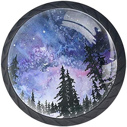 Idealiy Night Sky Galaxy akvarel Painting ladica vuče ručke ručke ormar toaletni sto komoda dugme za povlačenje ručke sa vijcima 4kom