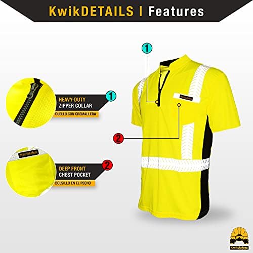 Kwiksafety - Charlotte, NC - Premium Sigurnosne majice kratkih rukava [vrat posada, dugme i zip ovratnik] Klasa 2 Ansi testirana OSHA