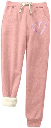 Y2K Dukset za žene Ležerne prilike sa labavim pidžamom Fleece Sherpa Postrojene pantalone za srce Print Cosy Solid Color Joggers