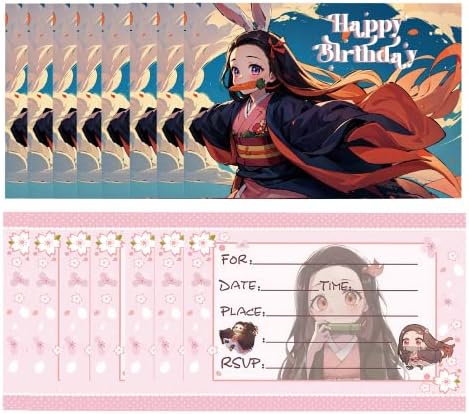 Sopgup 16 kom. Nezko Rođendanski pozivnici sa 16pcs kovertama japanske anime tematskih stranačkih pozivnica za djecu rođendanska zabava