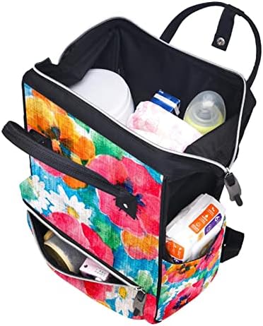 Ručno izvučeno retro šareno cvijeće Pozadina ruksaka ruksaka za djecu za promjenu torbe Multi funkcija Veliki kapacitet Putna torba