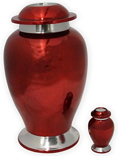 Prekrasan životni urn rubin metal za odrasle sa pogrebne urne za pepeo sa zapanjujućim dubokim crvenim finišom