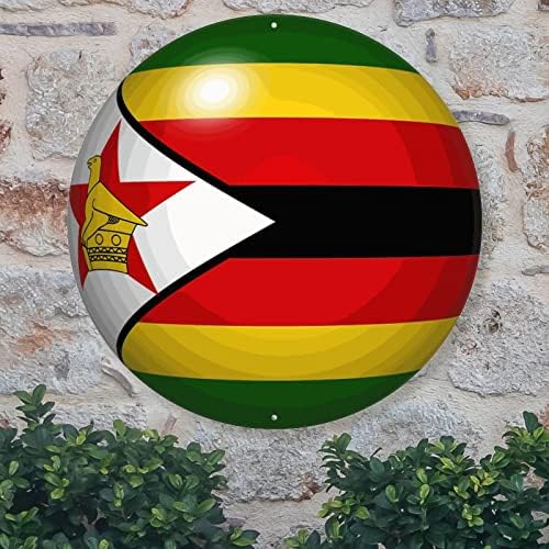 MADCOLITOTE Zimbabwe Flag Welcome ulaznica Zimbabwe Metal potpisao sa patriotski dekor Država Suvenir Custom Metal Wall Art Mobilni plaques Farmhouse Zidni dekor Indoor i vanjski dekor 12x12in