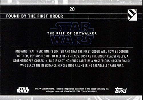 2020 TOPPS Star Wars Raspon Skywalker Series 2 Blue 20 Pronađeno po prvoj narudžbi Rey, Finn, Chewbacca Trgovačka kartica