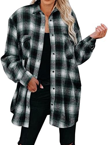 Pleteni šećetni ženski, ženski vrat na dugih rukava za dugih rukava Flannel plairani majica Casual bluza vrhovi sa džepovima