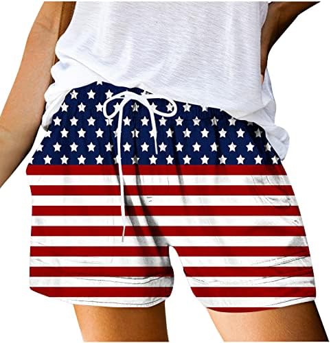 Oplxuo Dan neovisnosti Žene 4. srpnja SAD Stars Stars Stripes Patriotski povremeni kratke hlače s džepovima sa džepovima
