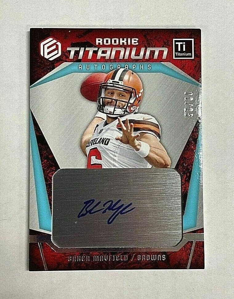 2018. Panini Elements Baker Mayfield Rookie Titanium Auto 'D 2/25 - Nogometne ploče sa autogramiranim rookie karticama