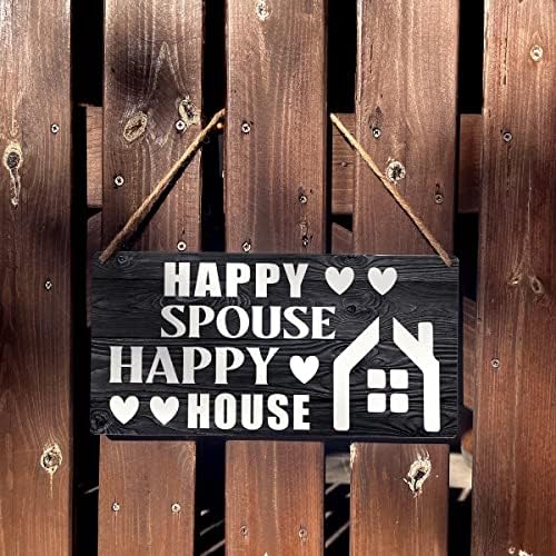 Vjenčani angažman potpisuje seosku kuća sretan supružnik Sretna kuća Drveni viseći znak rustikalni zidni umjetnički dekor kuće ukras 12 x 6 inča