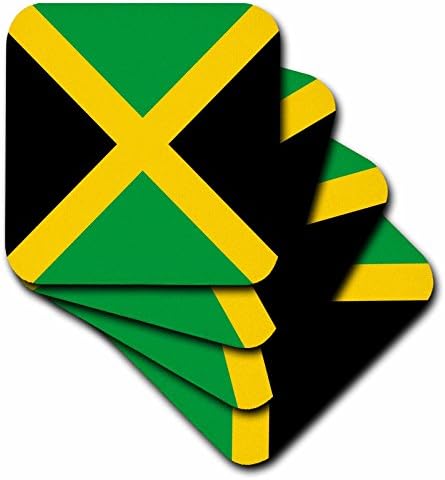 3drose cst_158342_1 Zastava trga Jamajke-Karipska Jamajčanska zelena crna sa slanim krstom od žutog zlata-krst-Meki podmetači, Set