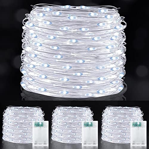 [ 3 Pack & Timer] ukupno 300 LED 100 Ft fairy Lights dekoracije vodootporne bakarne žice Fairy Lights svjetla na baterije unutrašnja