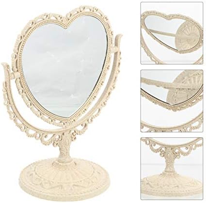 SOLUSTRE bijeli radni stol Vintage Desktop ogledalo za oblačenje elegantno stolno ogledalo za šminkanje Retro Makeup okretno ogledalo za toaletno Kozmetičko ogledalo ogledalo za šminkanje kupatila spavaća soba Vintage dekor