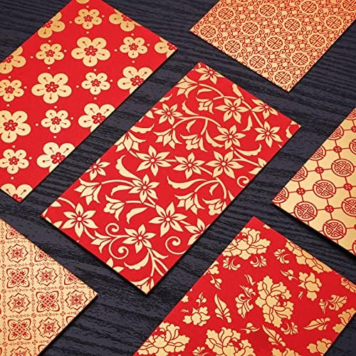 Anydesign 48 paket kineske Nove godine crvene koverte crveno zlato Lucky Money Pocket 6 dizajn Spring Festival cvijet cvijet uzorak