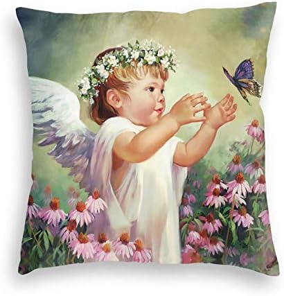 Vrt Anđeo cvijet leptir bacanje jastuk na poklopcu Dekorativni moderni četveročni jastuk 18''x18 '' za kućni kauč kauč za dnevni boravak automobila