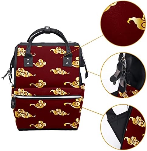 Zlatni kineski oblačni uzorak ruksak ruksak za bebe nazivne promjene torbe s više funkcija VELIKA KAPACITET putna torba