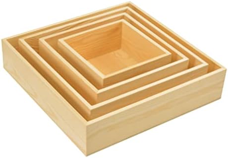 Cabilock 4pcs Drvena kutija za smeštaj za organiziranje malih sanduka za spremanje Spremište za skladištenje Dekorativna seoska kuća