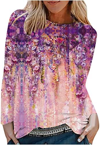 Ženski bluzes Fashion 2022 Bluze s dugim rukavima izrez za posade Ležerni cvjetni tiskani vrhovi i majica Grafički pulover