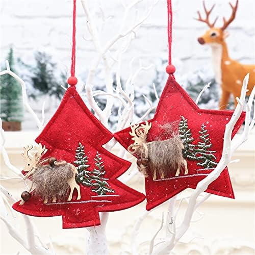 Držač stubišta Božićni ukrasi Tkanina zvijezda oblikovane božićno drvce drveni jelen privjesak vitraža
