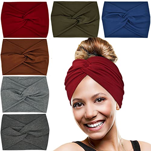 Yonuf široke trake za glavu za žene izuzetno velika traka za glavu uvrnuti čvor trake za glavu za žensku traku za kosu Turban dodatna oprema 6 pakovanje