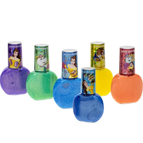 Townley Girl Disney Princess Belle 18 kom netoksični komplet za brzo sušenje lakova na bazi vode / rođendanski poklon Set boja za nokte za djevojčice, svjetlucave i neprozirne boje| djeca od 3+