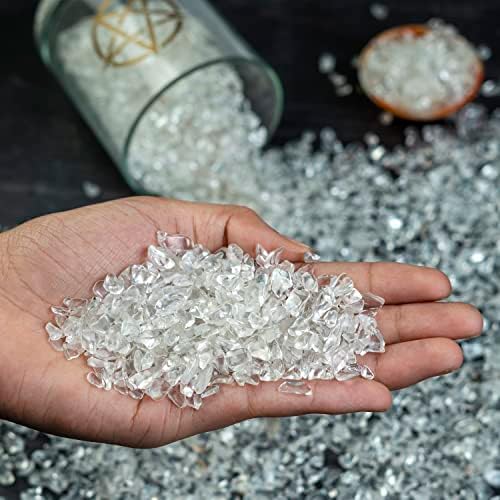Zaicus Clear Curtc Crystal Crystal za čarobnjaštvo 1,000+ karata čips Prirodno nepravilno zalijebljeni kristalni čips za nakit čine polirani pauzirani dragulj čips reiki kamen kućni dekor