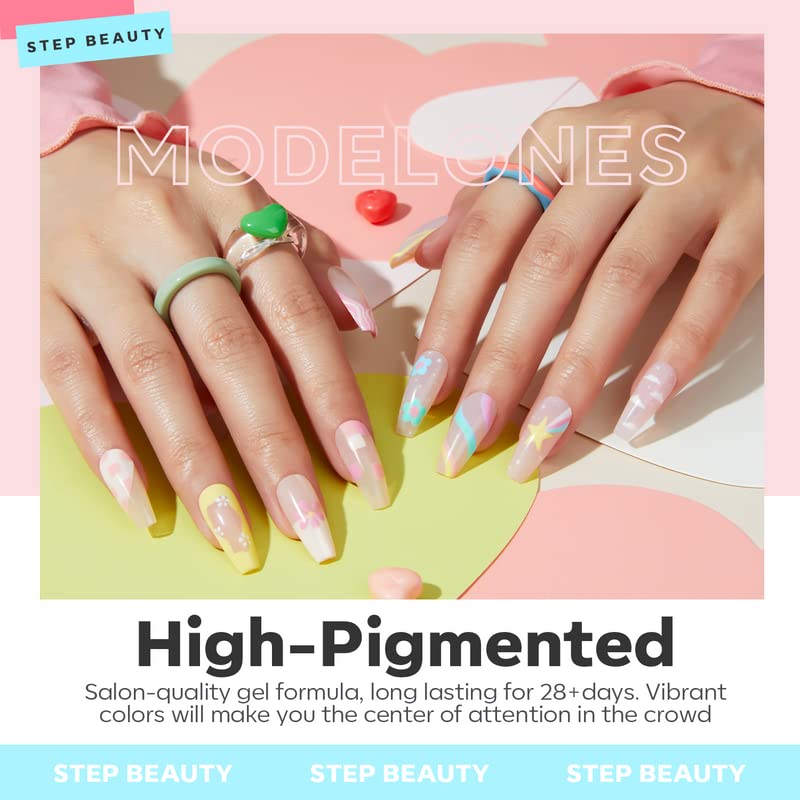 Modelones pastelni Gel lak za nokte nail Art Gel Liner Set-12 boja nježno ružičasto žuto plavo zeleno svjetlucavi Proljetni Gel lak