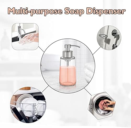 Staklena pjena sapuna za kupaonicu s pumpom od nehrđajućeg čelika od nehrđajućeg čelika, pumpe za ponovno punjenje ručne sapunice za ručnu pauzu za sapun za posudu, šampon