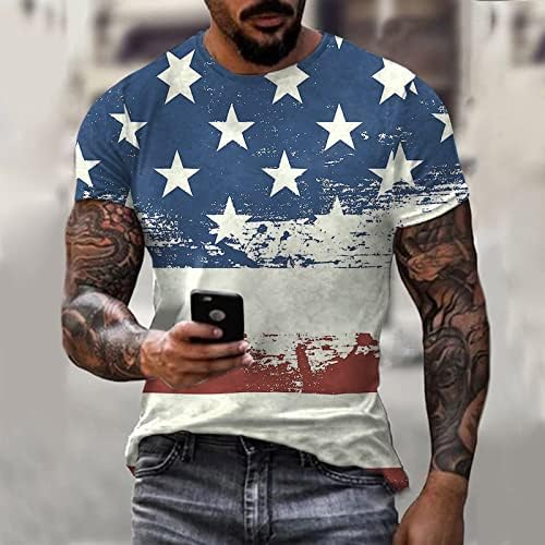 Ruiruilico Muške patriotske majice 4. jula Ljetni casual kratkih rukava Comfy labavi fit grafički otisci bluze