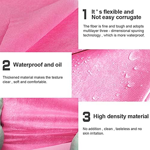 ZFAZF 100 kom ružičasti lim za masažu za jednokratnu upotrebu sa rupom za lice Podebljani Stolovi za masažu Setovi vodootporni i uljni jednokratni Spa posteljina netkani pokrivač za trepavice