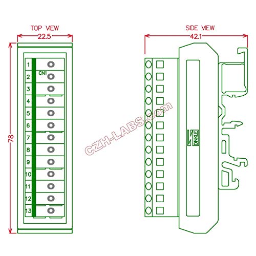 Elektronika-Salon Slim DIN nosač za šinu 16a / 300V 1x13 položaj vijčani Terminal blok distribucije modul.