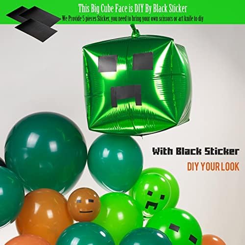 Zelena crna smeđa Minecraft balloon garland kit sa Pixel cube starburst Baloni za Pixel Miner Crafting gamer Party video igre rođendanske zabave dekoracije