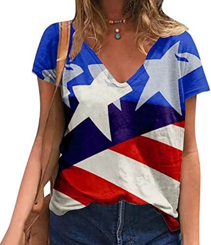 Patriotske majice za žene zastava u SAD-u majica za zastavu Ljetni casual vrhovi kratkih rukava majica majica kravata Tie-Dye Comfy