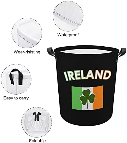 Irska Irska Zastava zelena korpa za veš Svetog Patrika sa ručkama okrugla sklopiva korpa za veš za veš za spavaću sobu kupatilo