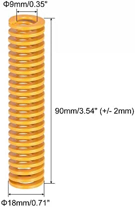 UXCell 3D štampač Die, 18mm od 90mm Long 10pcs spiralni žigosanje lakiranjem kompresijskog kompresije kalupa Die Opruge za 3D štampač električni dio, žuti