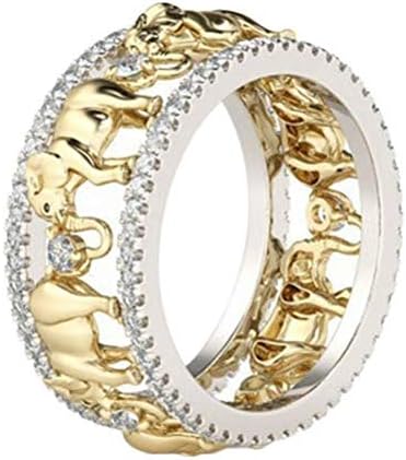 8Ninegift čistog bakra Antique Gold boja Lucky 3d Elephant Ring romantični Cirkon prsten za muškarca / ženu nakit