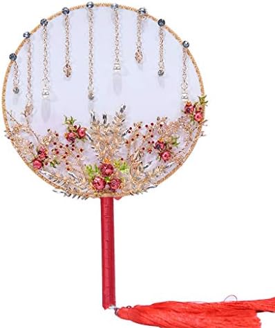 TJLSS Vintage Kineski stil vjenčani mladenki kružni ventilatorski buket perli cvijet ručni ventilator sa reselom
