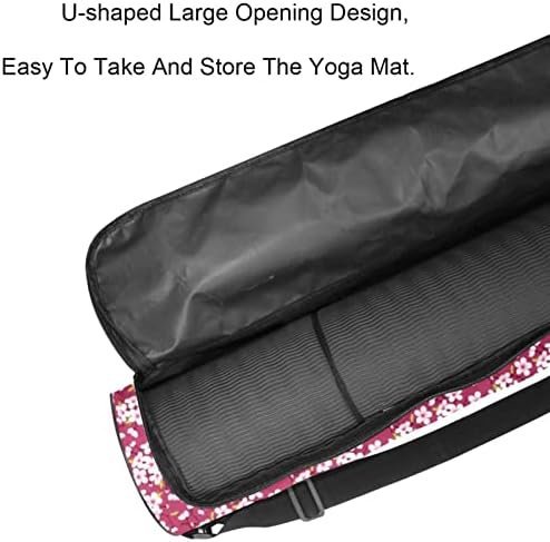 RATGDN Yoga Mat torba, Cherry Flowers Sakura Pattern Exercise Yoga Mat Carrier full-Zip Yoga Mat torba za nošenje sa podesivim remenom