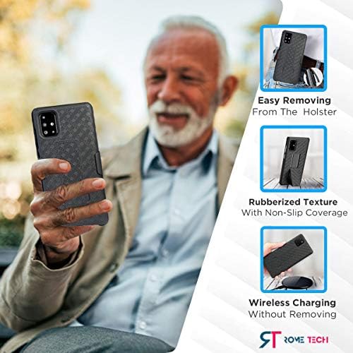 Rome Tech Belk Clip futrola za Samsung Galaxy A51 5G [ne za A51] Slim Heavy Duty Connel Holster Combo - Čvrsta telefon s kickstandom kompatibilna sa Galaxy A51 5G - crna