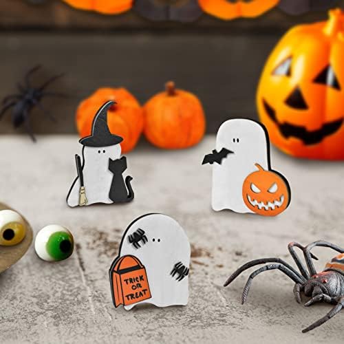 3 komada koloženine kratkih ladica, sretan Halloween Ghost Cat bundeva palica Spider vještica ili liječenje drveta, rustikalni setovi