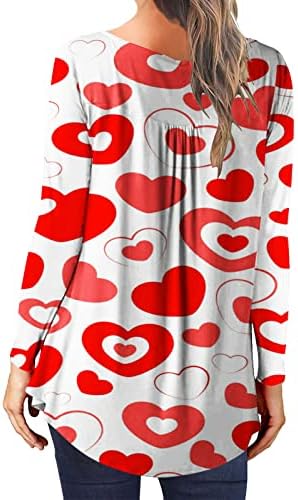 Dressy casual vrhovi za žene za valentinovo tuničke bluze za gamaše slatko srce majice nagnute Henleyji košulju