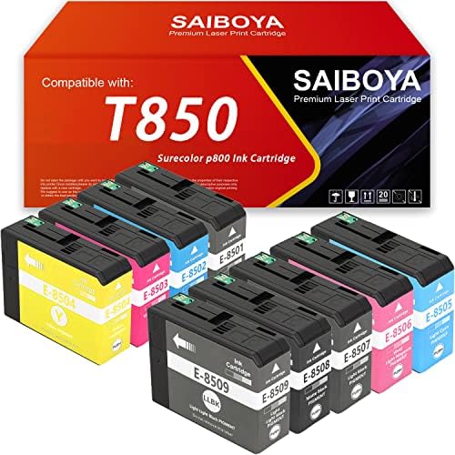 Saiboya obnovljena 9pk Epson T850 spremnik s tintom za spremnik Epson P800 za kertridže za tintu za Eepson Surecolor P800 Printer.