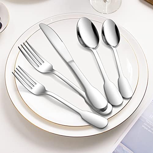 18/10 set srebrnog posuđa, E-far 60-dijelni Set posuđa za jelo od nehrđajućeg čelika servis za 12, metalni Setovi posuđa za jelo za dom/restoran/vjenčanje, elegantan & amp; Klasični stil-može se prati u mašini za sudove