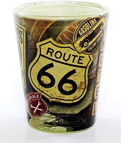Route 66 Garage Collage Full Wrap Shot Glass rtp