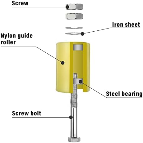 Vodič za tehaux klizač valjak 4 Žuta univerzalna teška prilagodljiva dvostruki najlonski valjci nosač podrške za klizanje kapije za