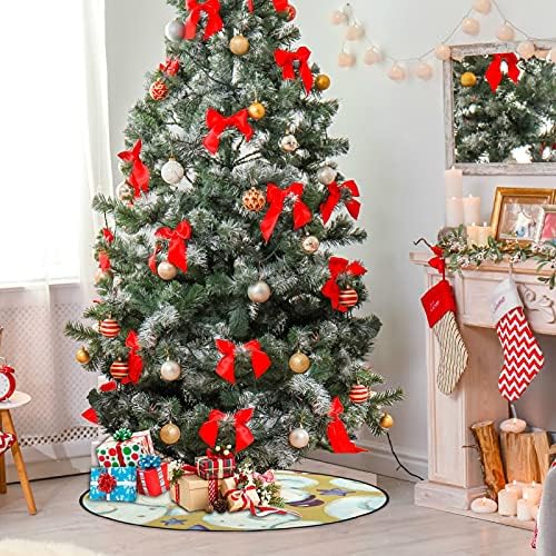 Vodenicolor Swerman Star Christmas Swood Mat Vodootporna stalka za stalak za stalci za pladanj tepih ispod božićnog drveća Dodatna oprema za Xmas Ornament Holiday Homesbany 100 inča