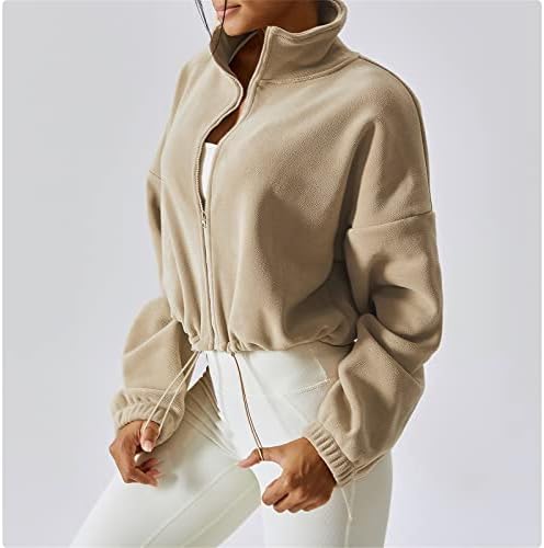Crop jakne za žene Ležerne prilike dugih rukava sa ovratnikom od vune Zip zapisni kaput