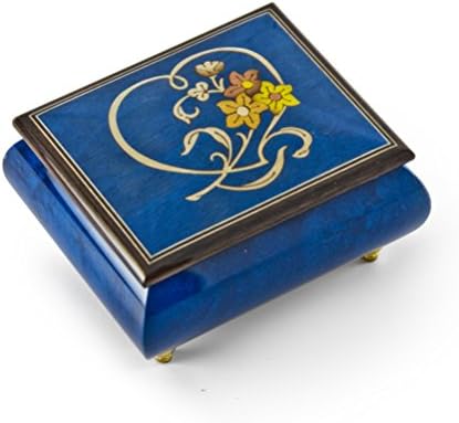 Prekrasna tamno plavo mrlje i cvjetno drvo ugrađene muzičke kutije - Mnoge pjesme koje treba odabrati - Mademoiselle de Pariz