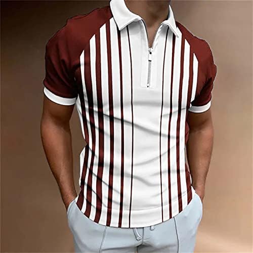 Muški vintage prugasta polo majica casual retro color kontrast golf majice Slim Fit rever polo ispis golf vrhovi